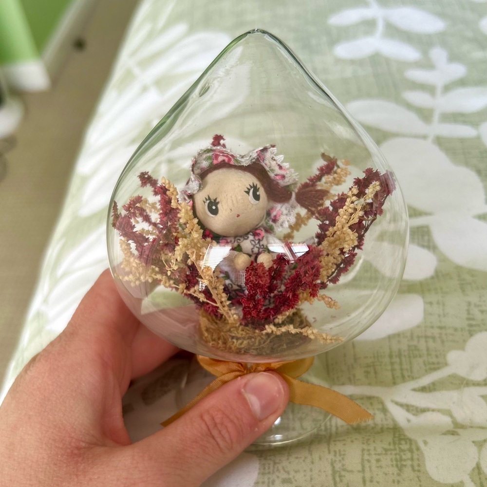 Dainty Cottagecore Encased Girl Floral Plant In Bulb Standing Home Decor Accent - Picture 2 of 7